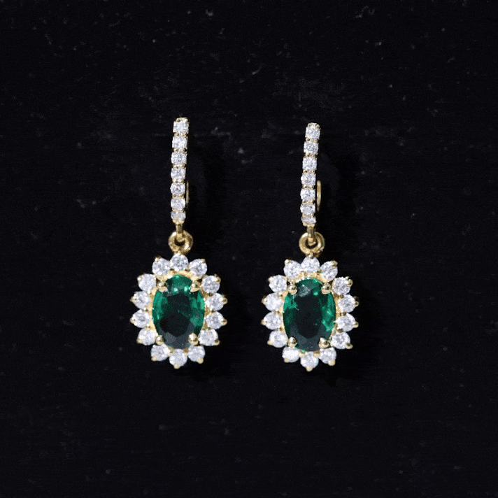 Princess Diana Inspired Lab Grown Emerald Drop Earrings With Moissanite