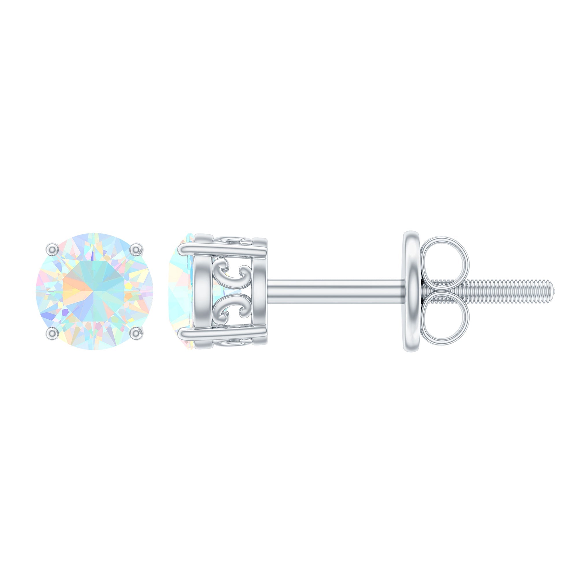 0.50 CT Ethiopian Opal Solitaire Stud Earrings in 4 Prong Setting