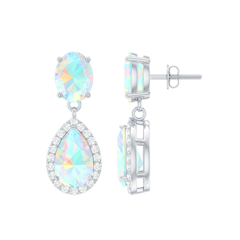 Classic Ethiopian Opal Dangle Earrings with Diamond Stones