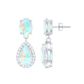 Classic Ethiopian Opal Dangle Earrings with Diamond Stones
