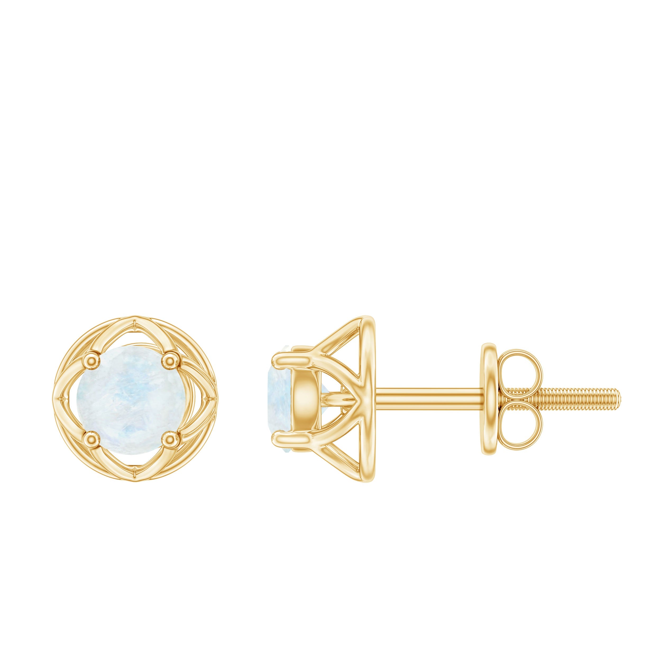 0.7 Carat Moonstone Flower Stud Earrings