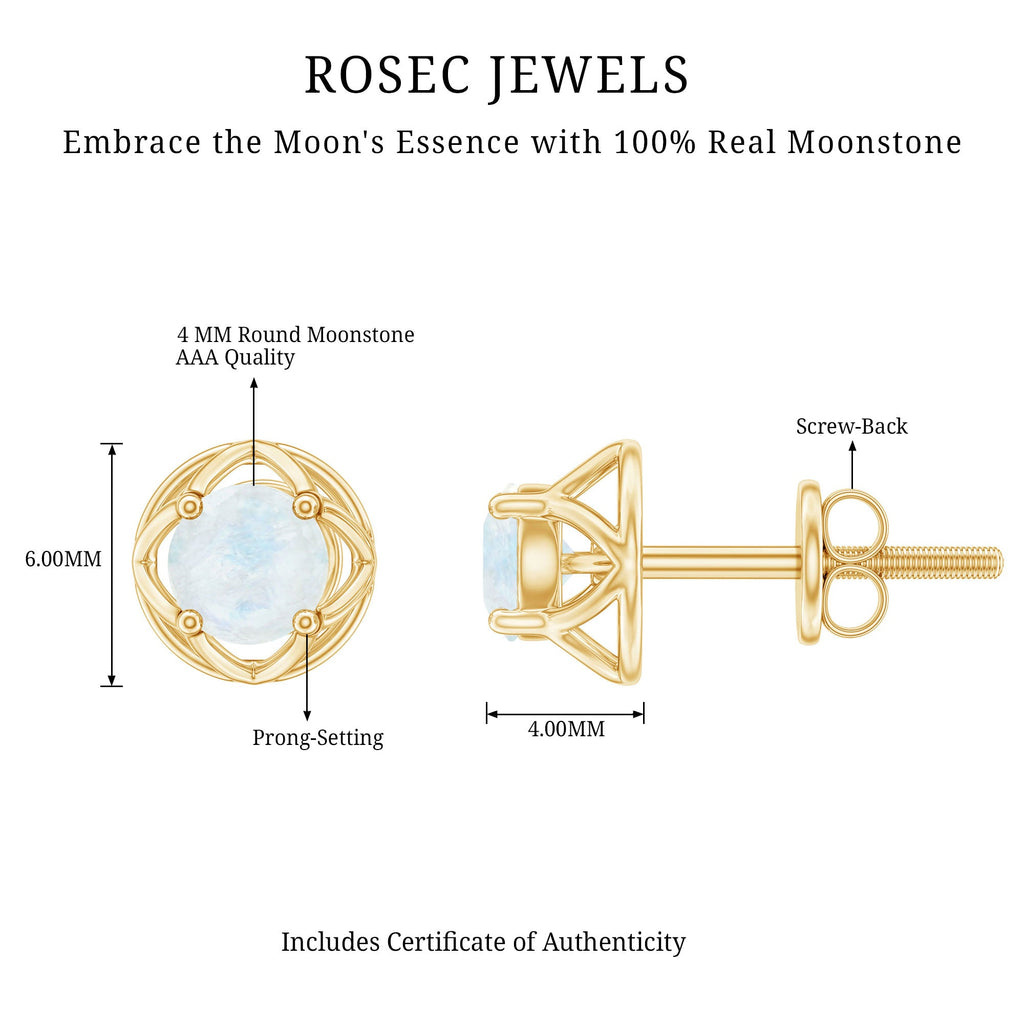 0.7 Carat Moonstone Flower Stud Earrings