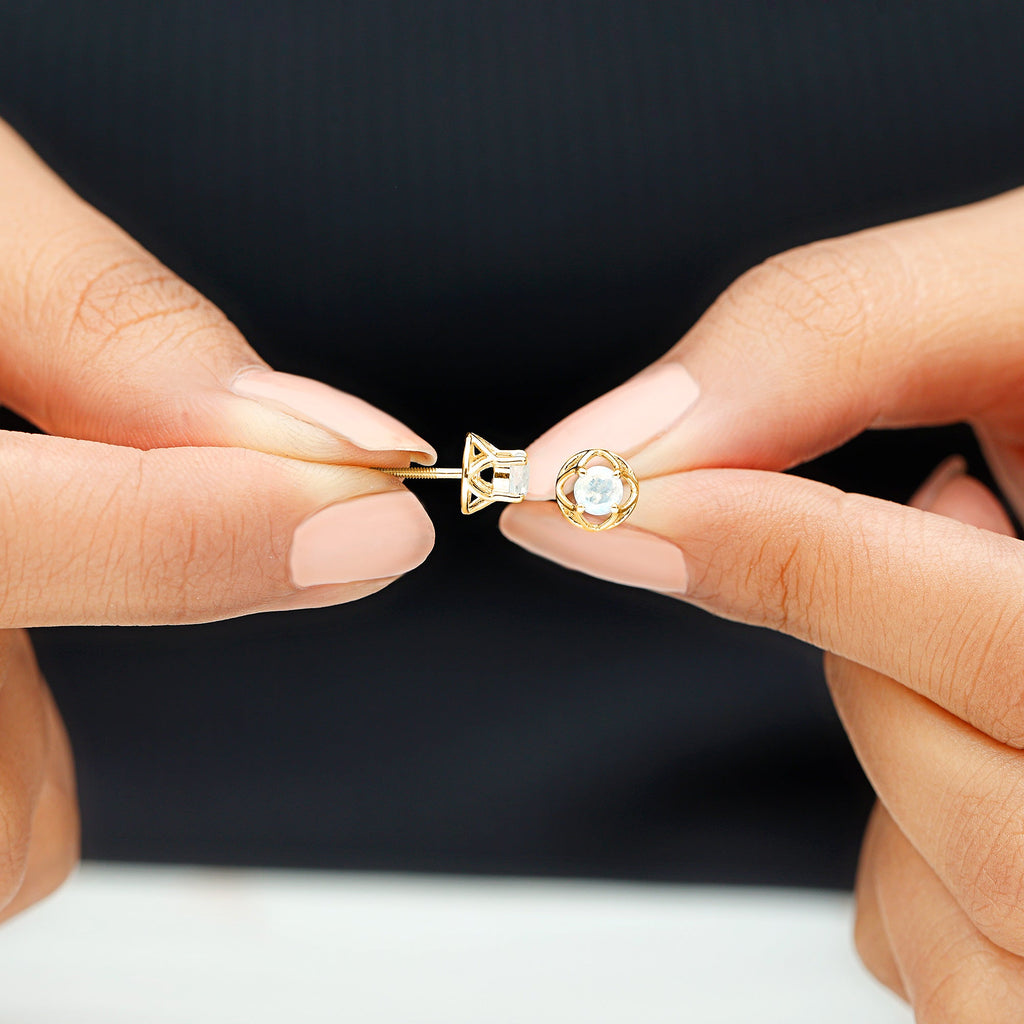 0.7 Carat Moonstone Flower Stud Earrings