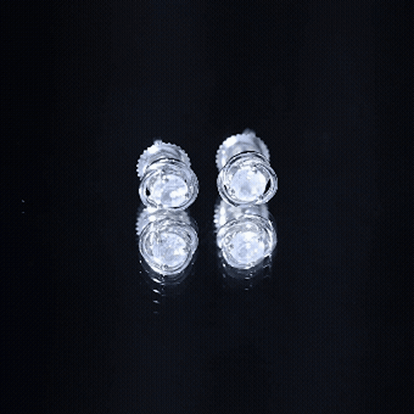 3 Prong Set Solitaire Moonstone Swirl Stud Earrings