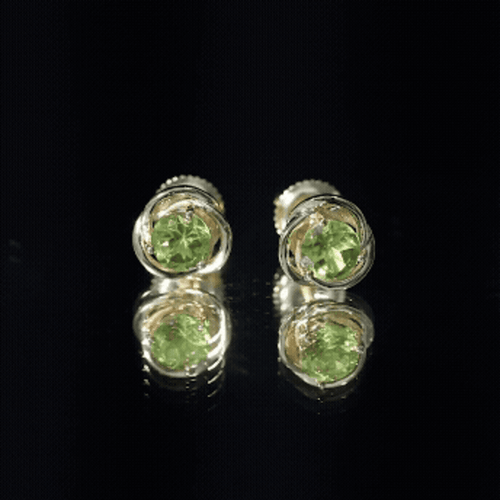 1 Carat Round Cut Peridot Swirl Stud Earrings