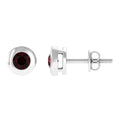Garnet Solitaire Stud Earrings in Bezel Setting