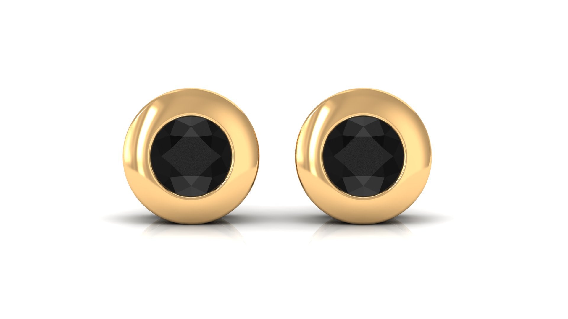 1/2 CT Bezel Set Round Black Onyx Solitaire Stud Earrings