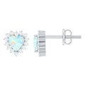 Natural Ethiopian Opal Heart Earrings with Moissanite Halo
