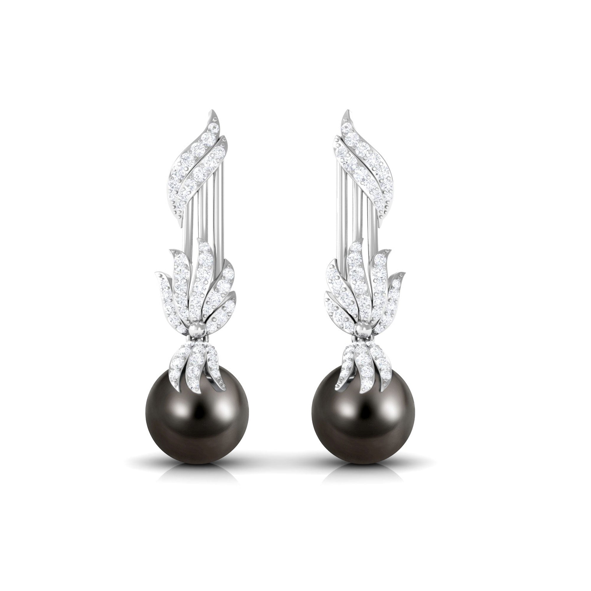 Designer 15 Carat Tahitian Pearl Dangle Earrings with Diamond