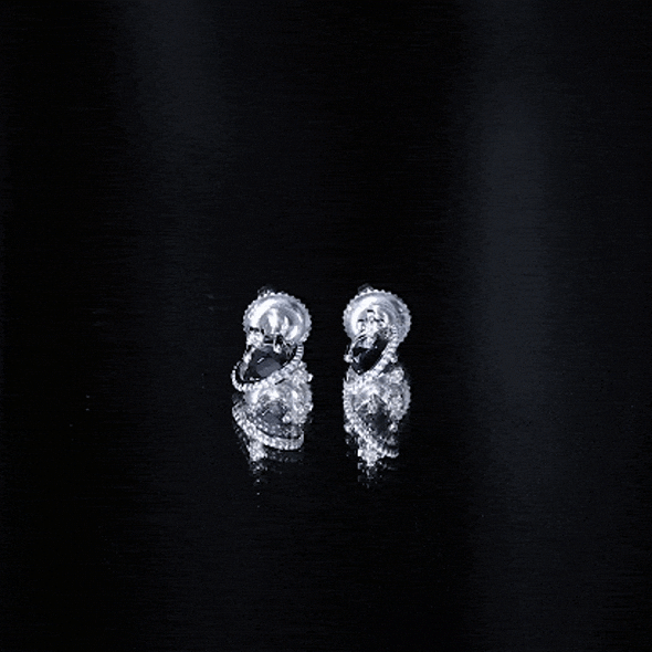 0.50 CT Created Black Diamond and Diamond Celestial Stud Earrings