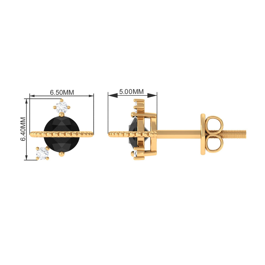 0.50 CT Created Black Diamond and Diamond Celestial Stud Earrings