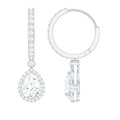 Certified Moissanite Teardrop Earrings with Hinged Hoop