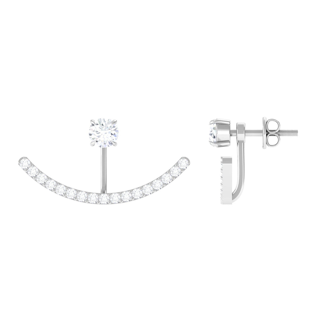 1 CT Natural Diamond Classic Gold Jacket Earrings in Prong Setting