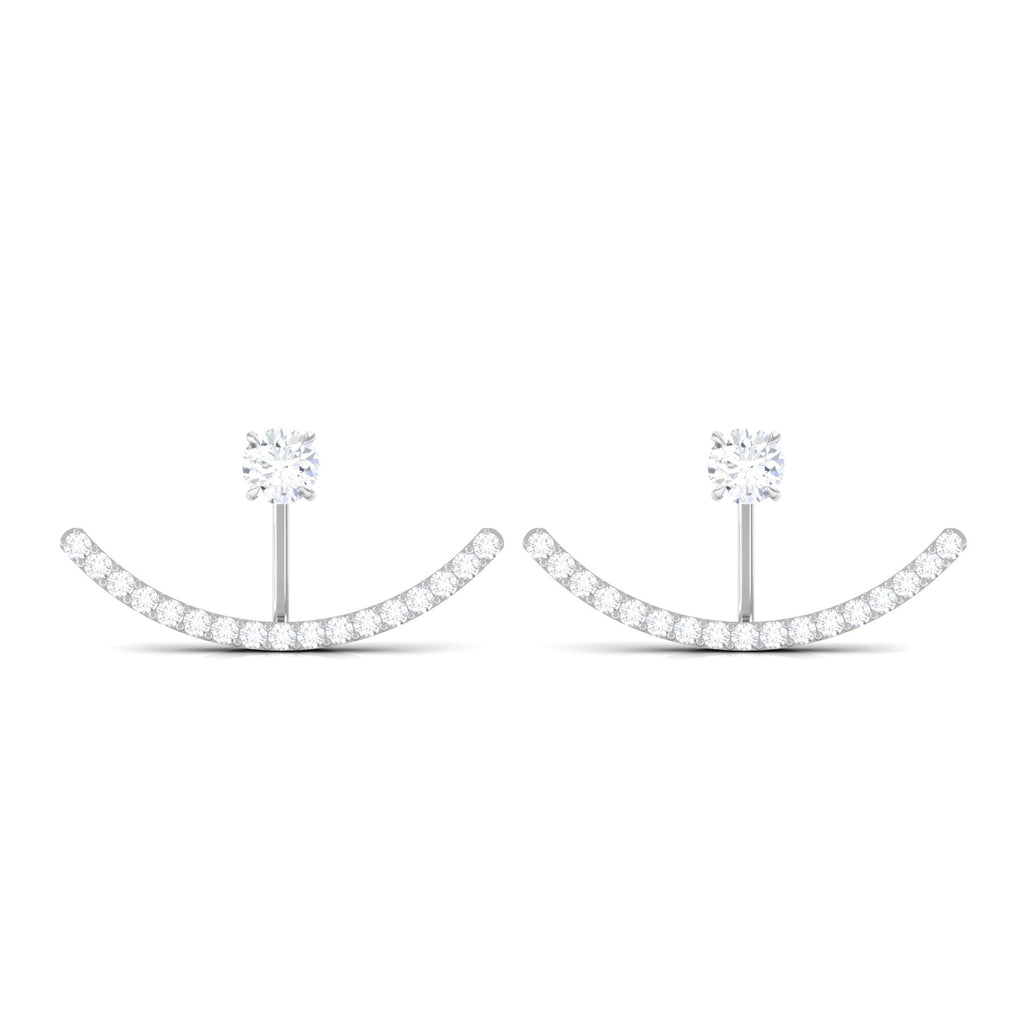 1 CT Natural Diamond Classic Gold Jacket Earrings in Prong Setting