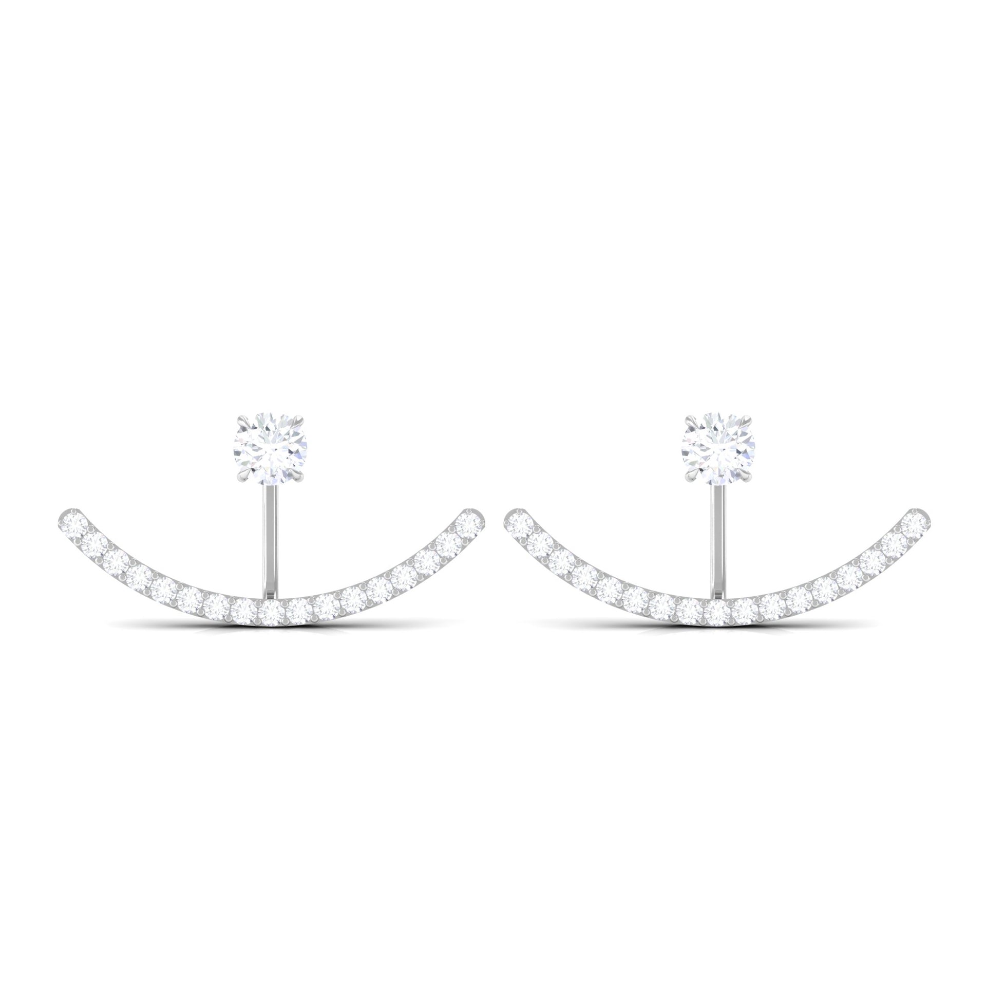 1 CT Natural Diamond Classic Gold Jacket Earrings in Prong Setting