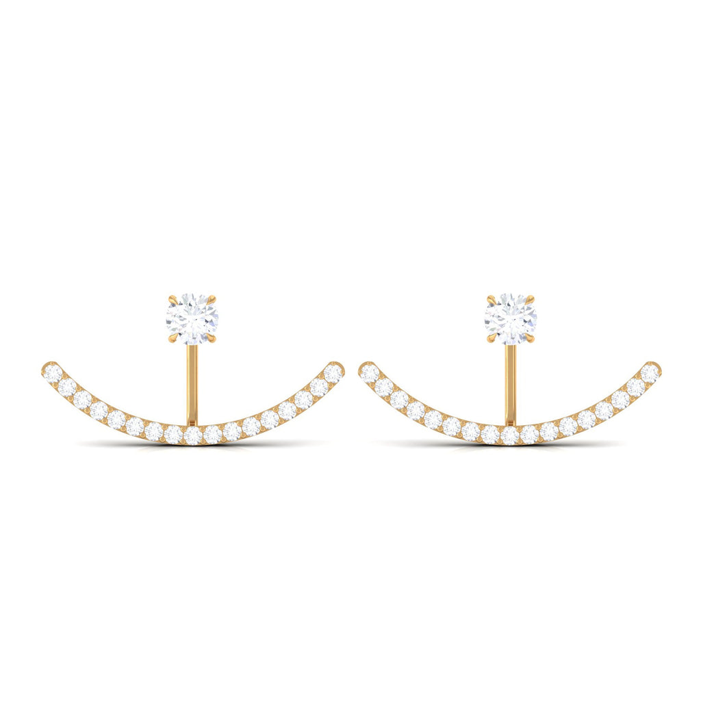 1 CT Natural Diamond Classic Gold Jacket Earrings in Prong Setting