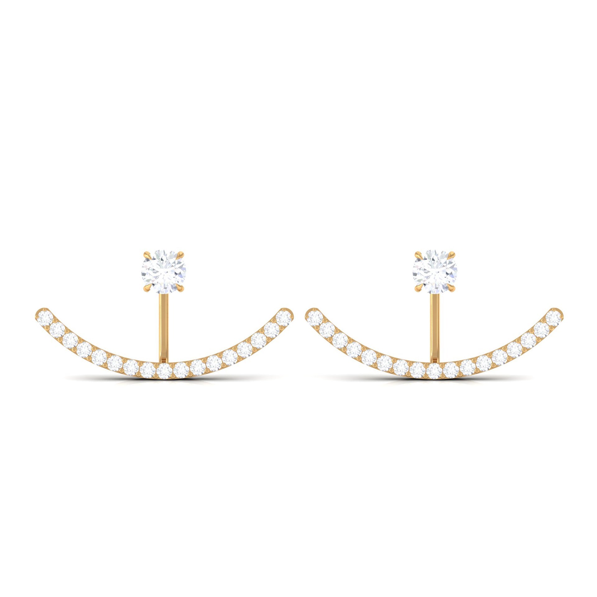 1 CT Natural Diamond Classic Gold Jacket Earrings in Prong Setting