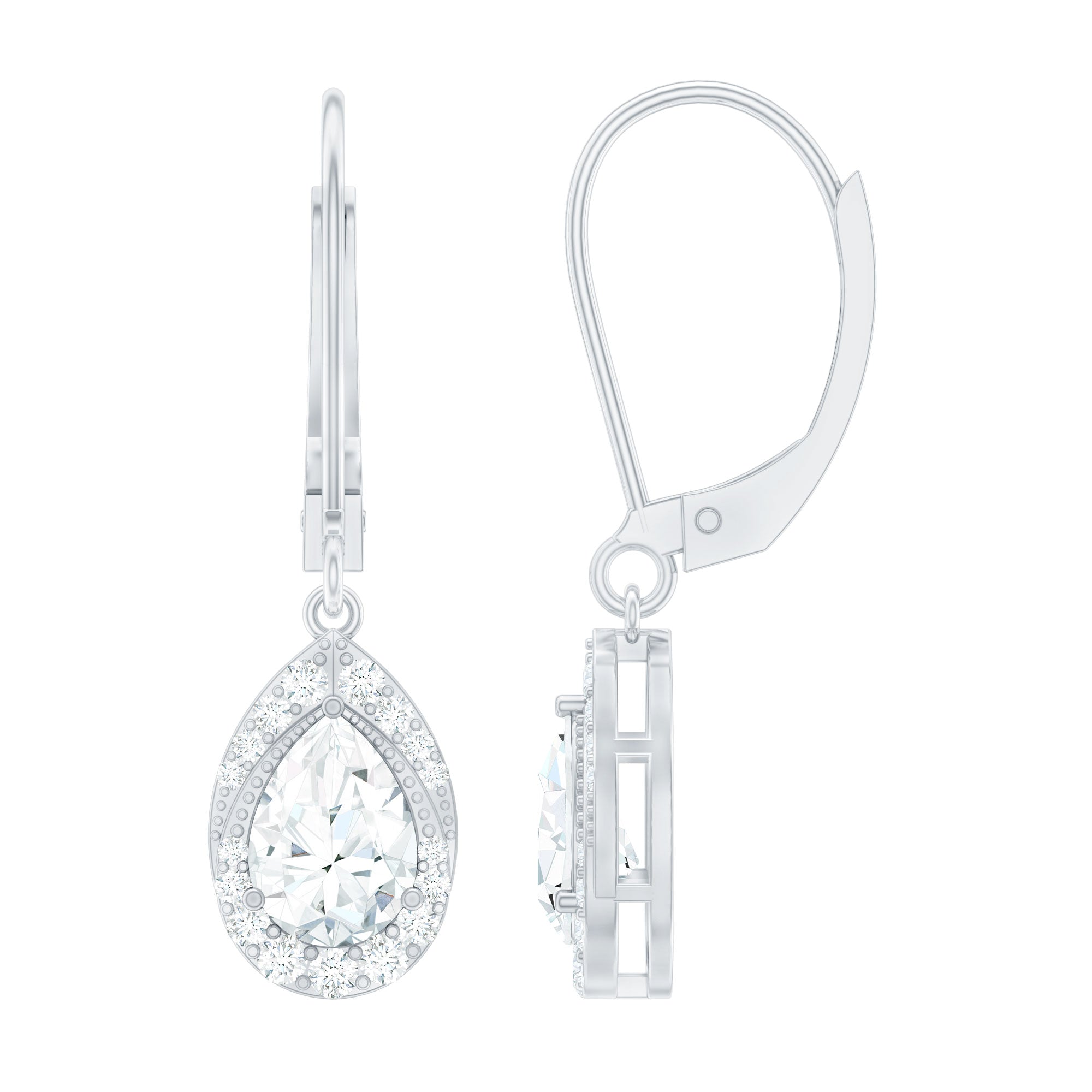 Lab Grown Diamond Drop Dangle Earrings With Lever Back