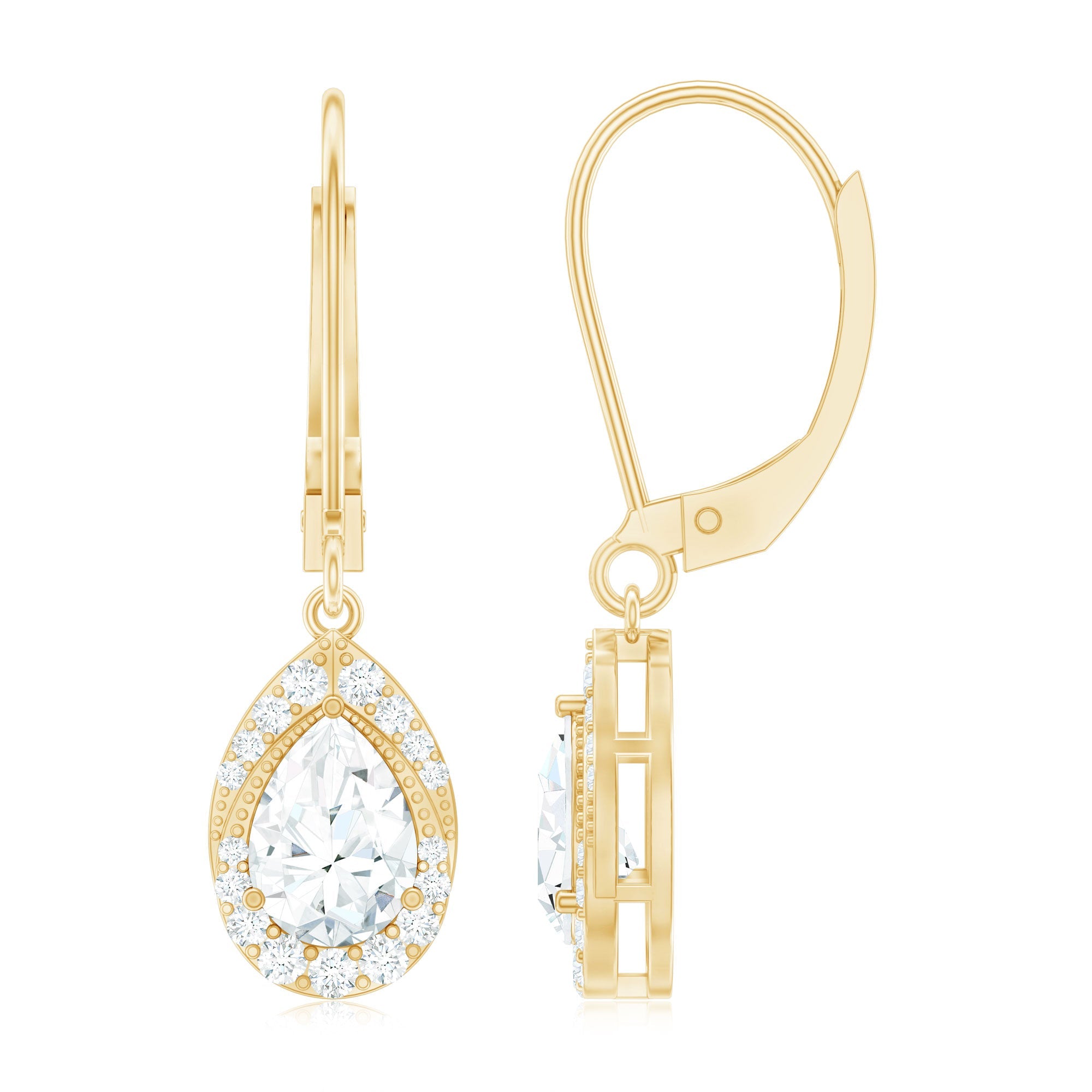 Lab Grown Diamond Drop Dangle Earrings With Lever Back