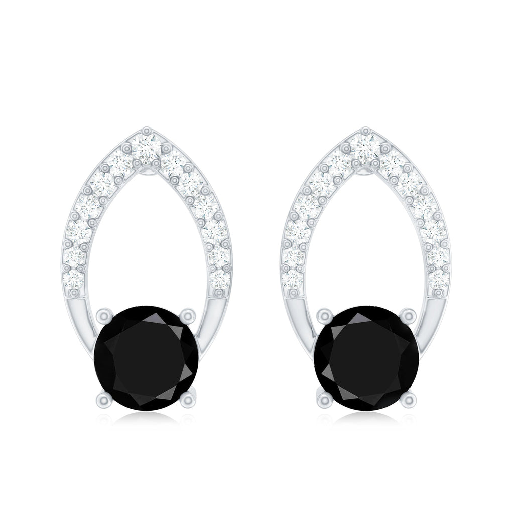 Lab Grown Black Diamond Minimalist Stud Earrings With Screw Back