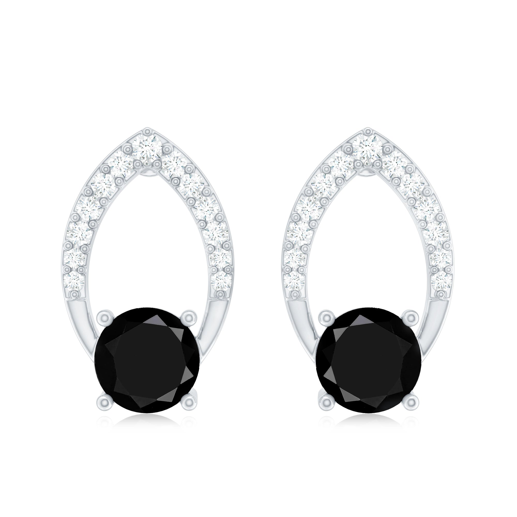 Lab Grown Black Diamond Minimalist Stud Earrings With Screw Back