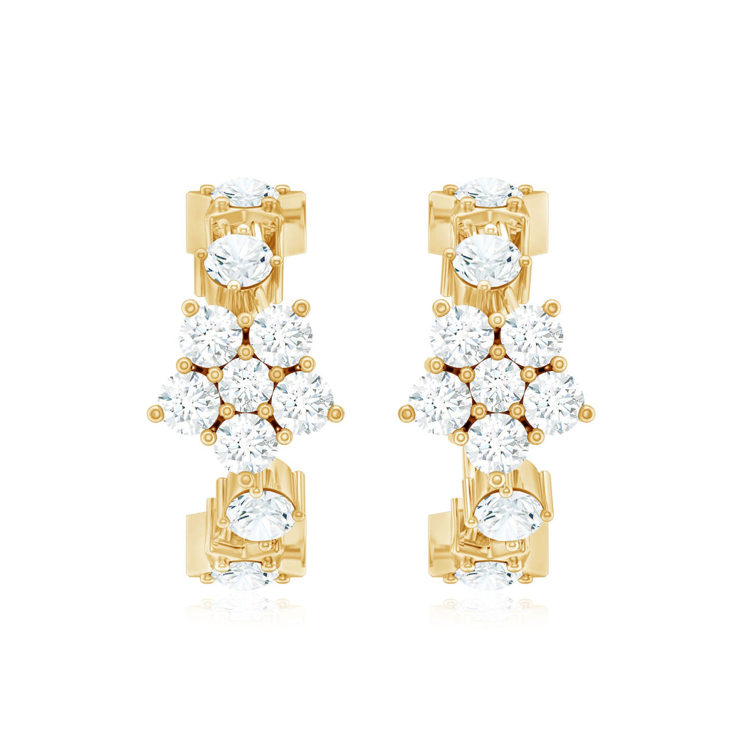 Certified Diamond Flower Hoop Earrings For Women