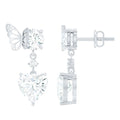 4 CT Heart Shape Moissanite Drop Earrings with Butterfly