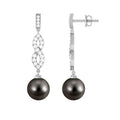 Cultured 16 Carat Tahitian Pearl Dangle Earrings with Diamond Infinity Knot