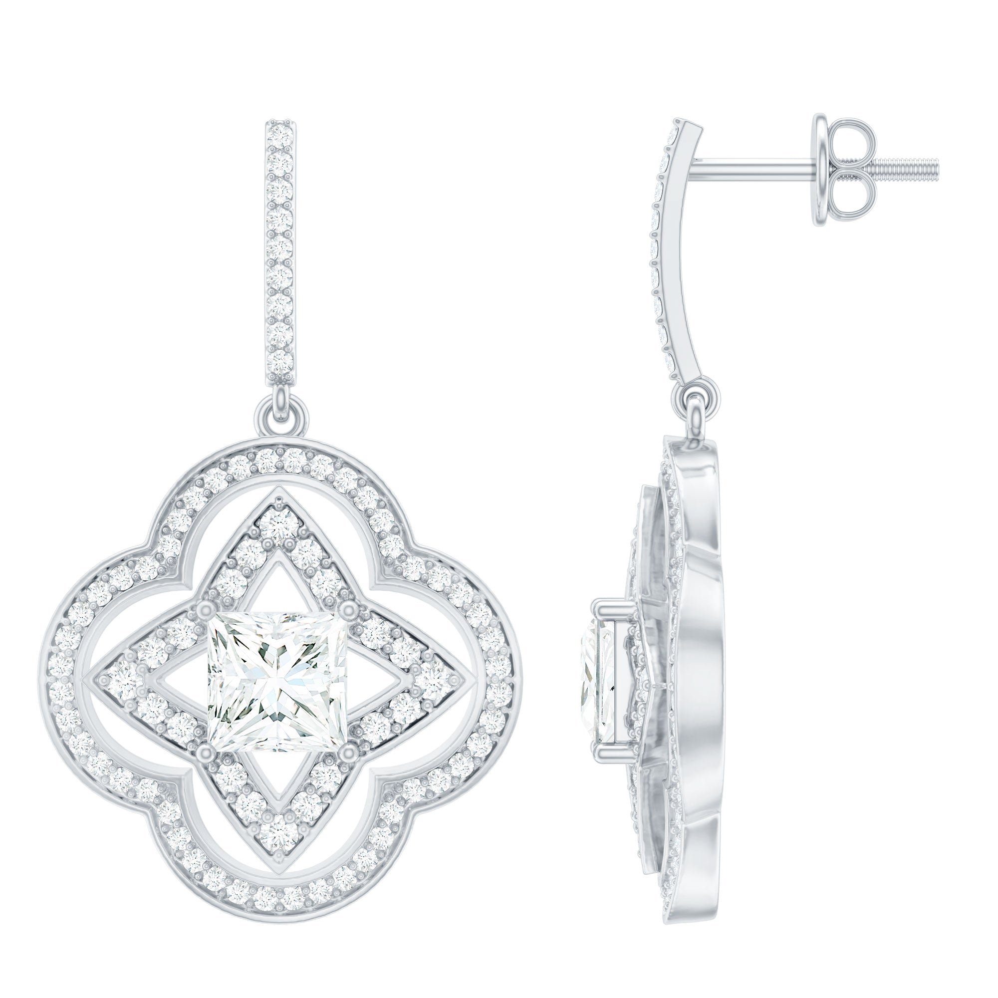 Certified Lab Grown Diamond Floral Drop Earrings