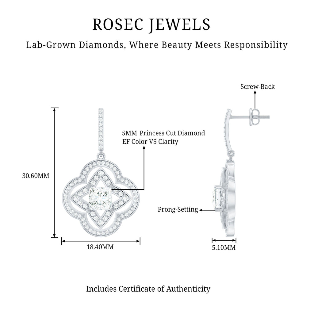 Certified Lab Grown Diamond Floral Drop Earrings