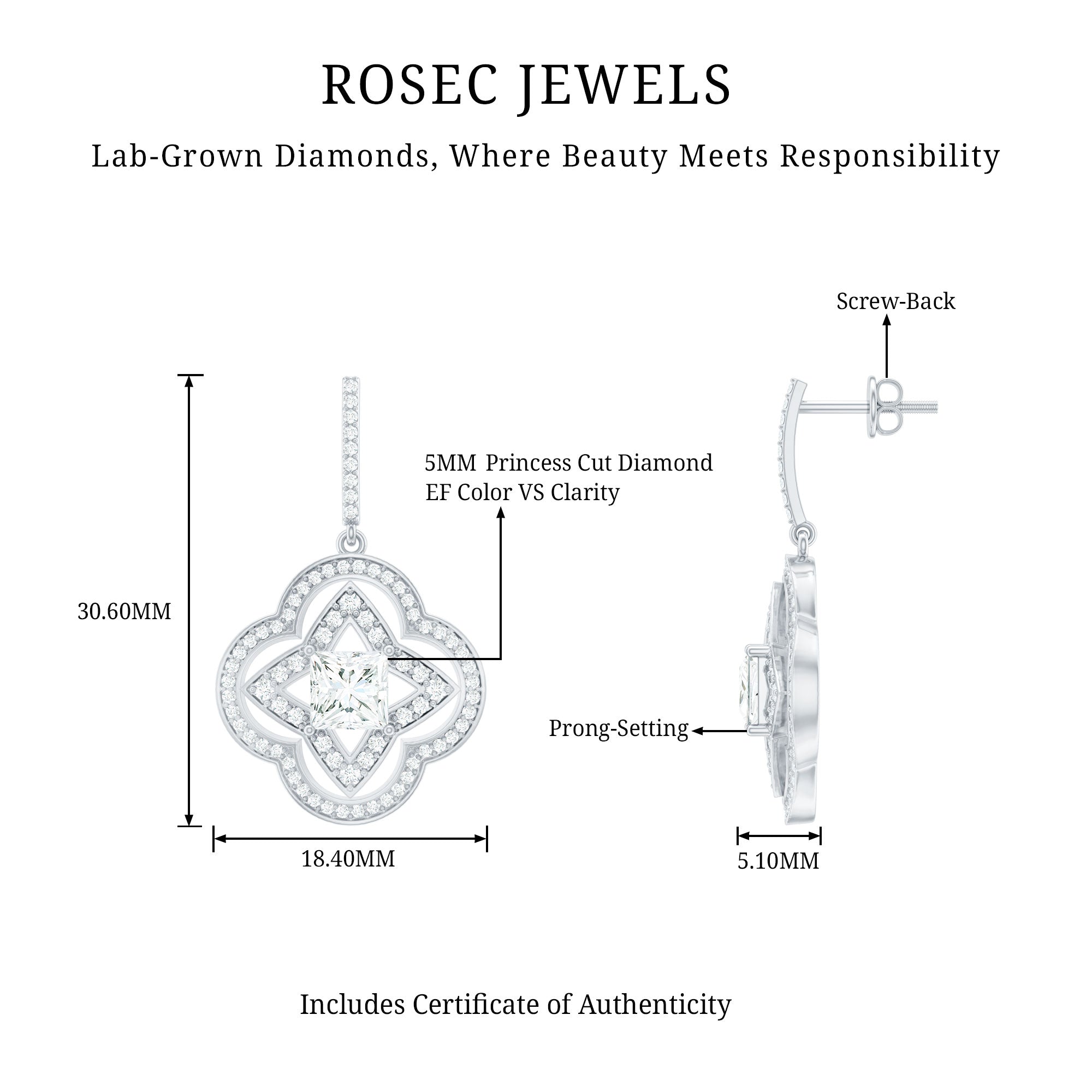 Certified Lab Grown Diamond Floral Drop Earrings