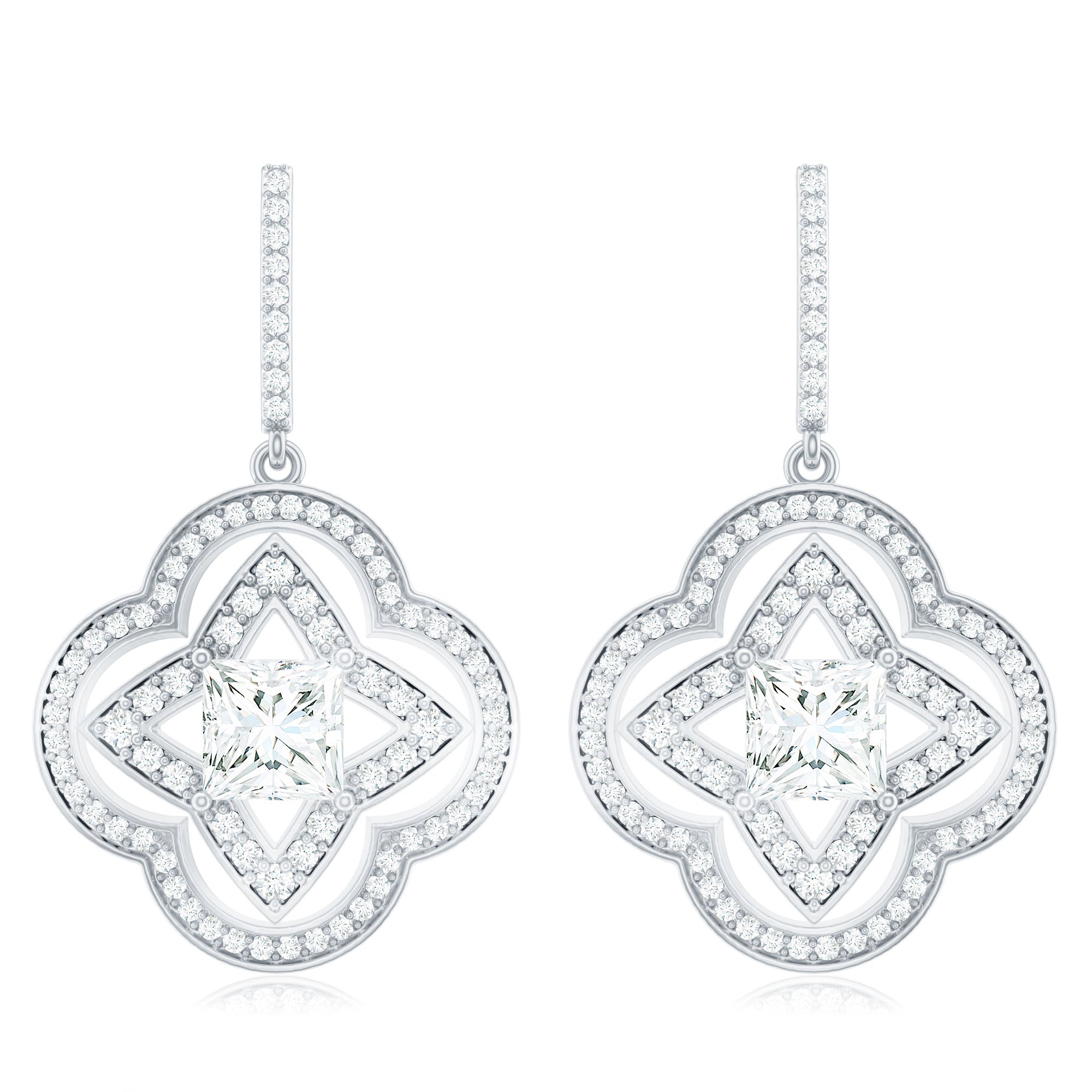 Certified Lab Grown Diamond Floral Drop Earrings
