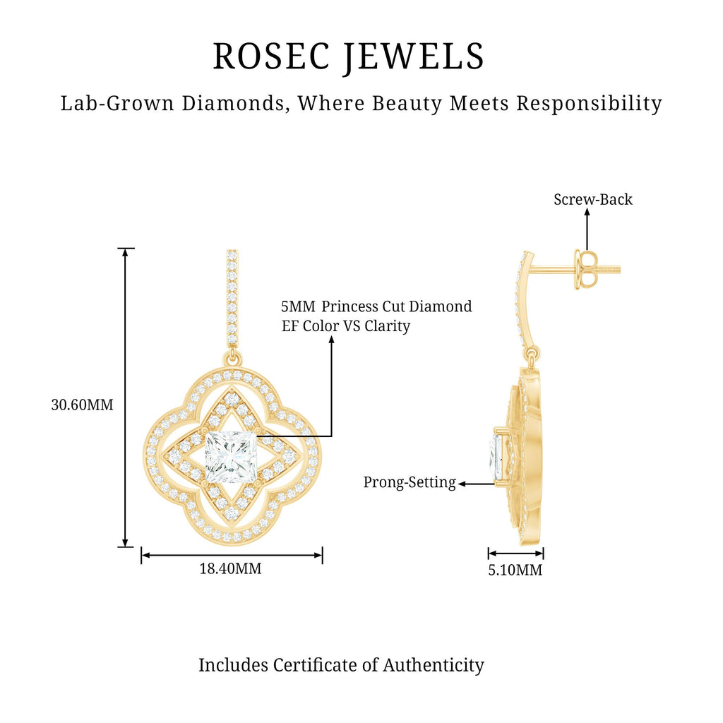 Certified Lab Grown Diamond Floral Drop Earrings