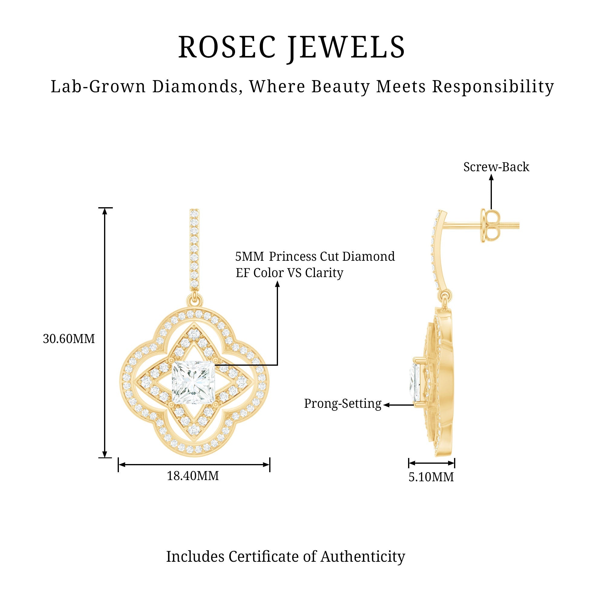 Certified Lab Grown Diamond Floral Drop Earrings