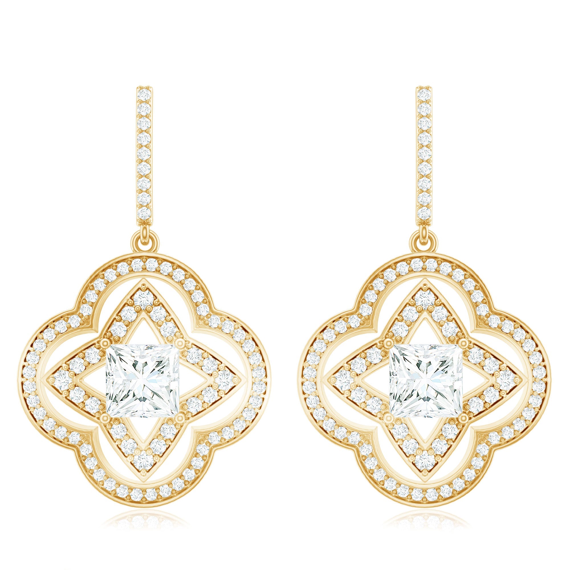 Certified Lab Grown Diamond Floral Drop Earrings