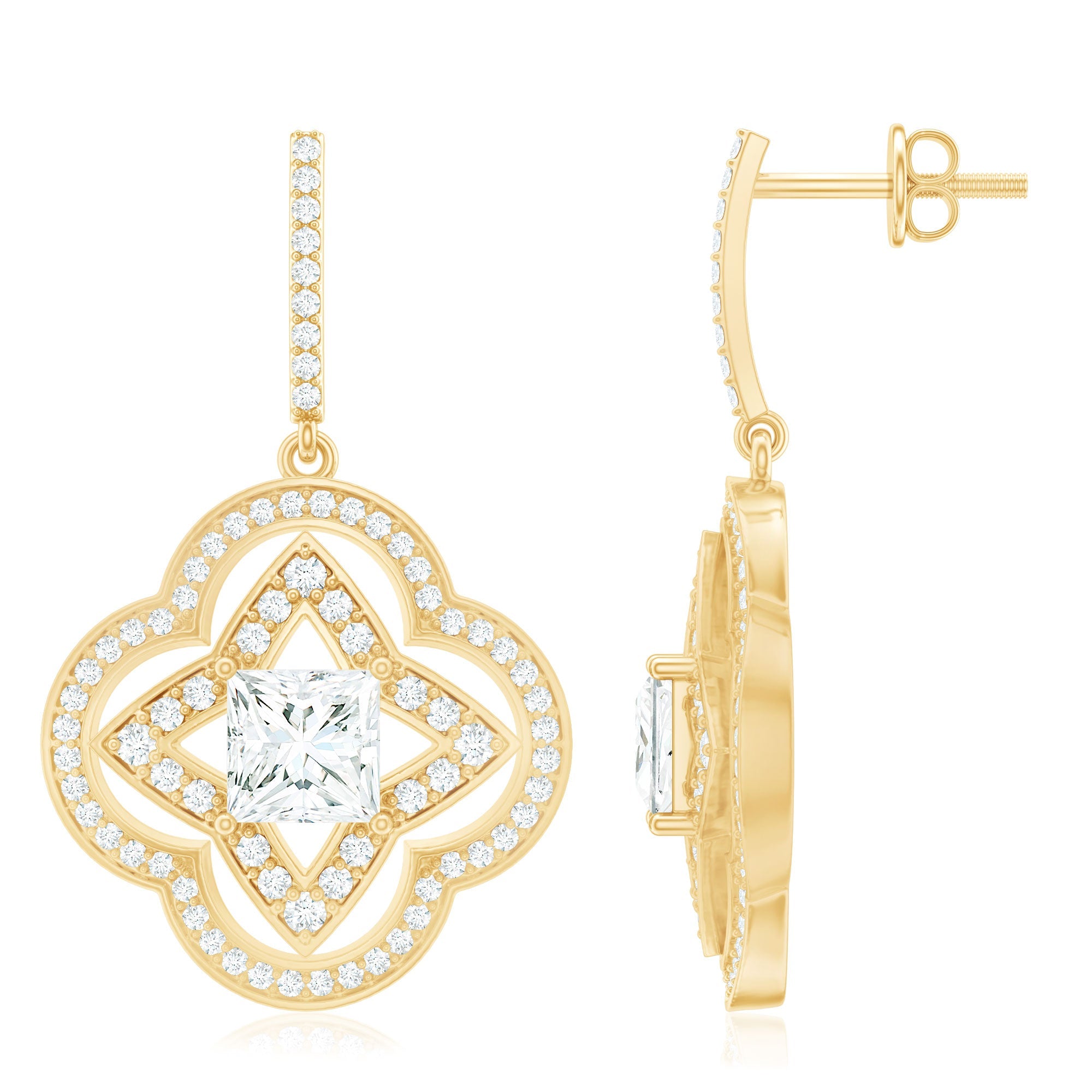 Certified Lab Grown Diamond Floral Drop Earrings