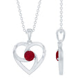 4 MM Round Cut Solitaire Ruby Heart Pendant Necklace