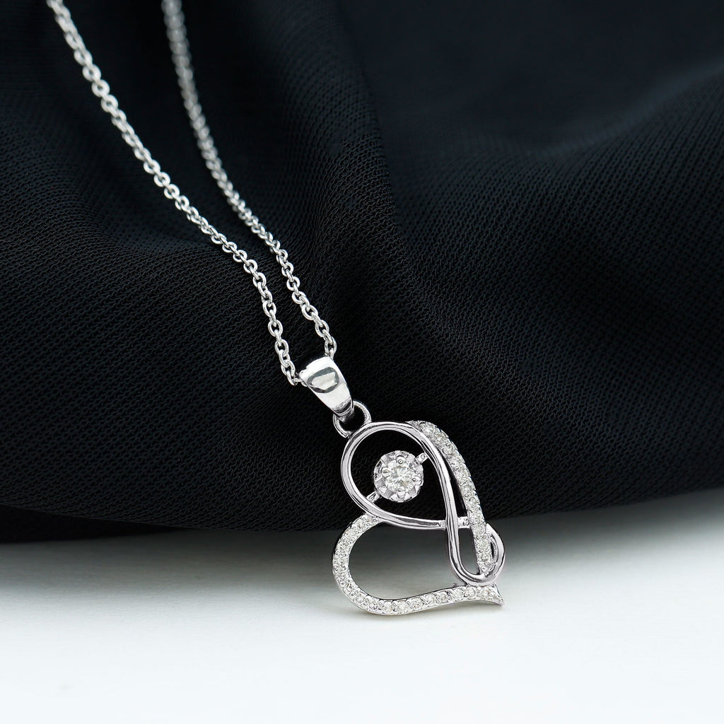 Womens Moissanite Infinity Heart Pendant Necklace With Chain