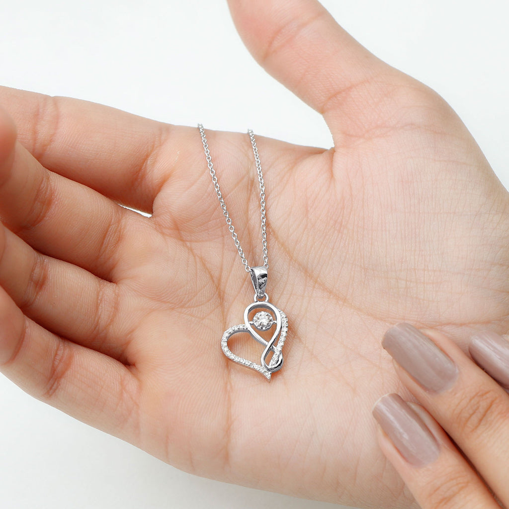 Womens Moissanite Infinity Heart Pendant Necklace With Chain
