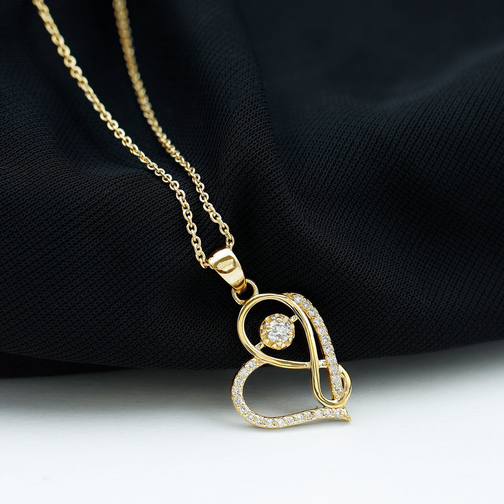 Womens Moissanite Infinity Heart Pendant Necklace With Chain