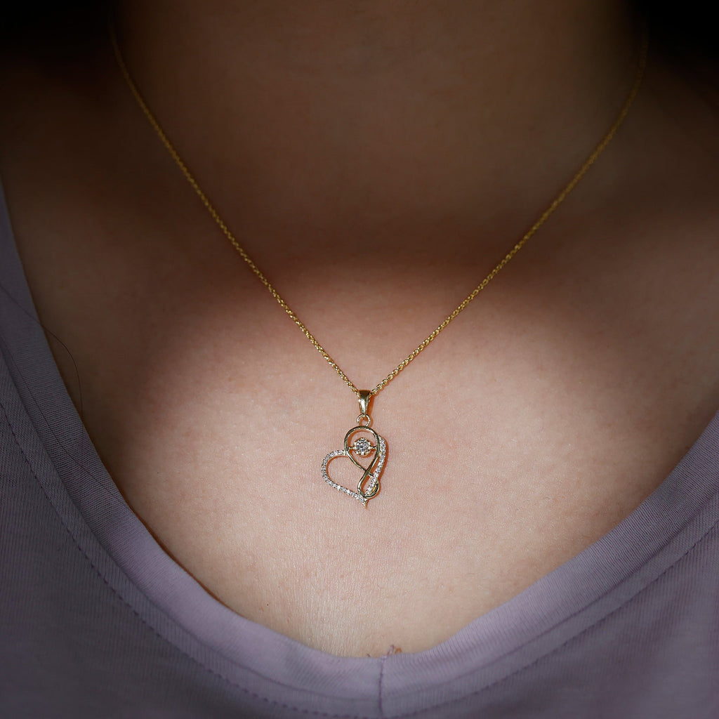 Womens Moissanite Infinity Heart Pendant Necklace With Chain