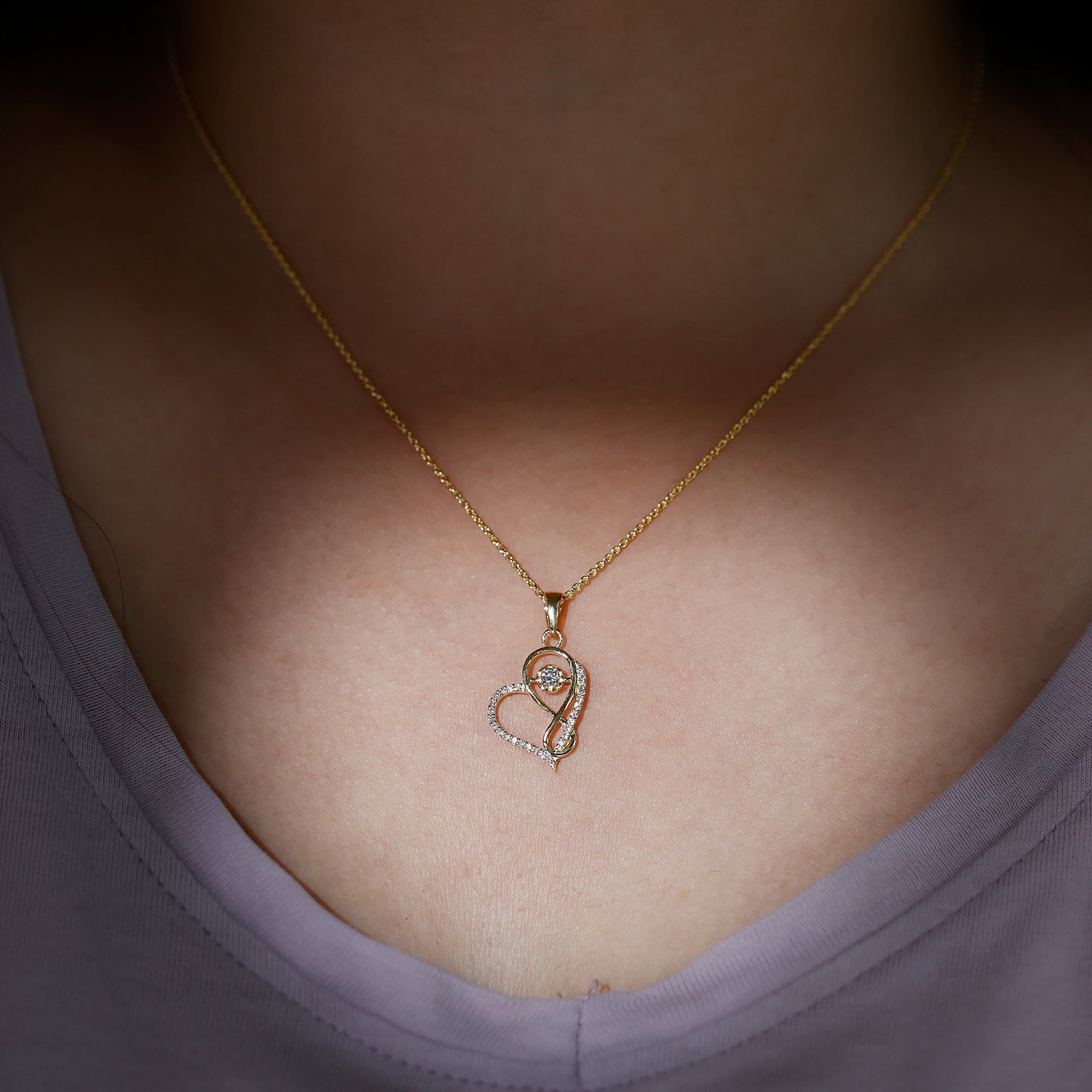Womens Moissanite Infinity Heart Pendant Necklace With Chain