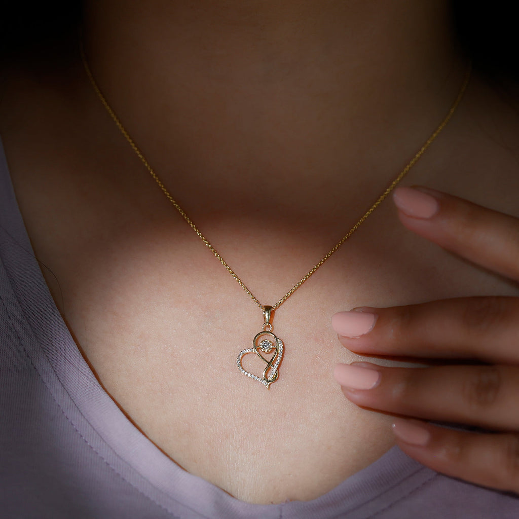 Womens Moissanite Infinity Heart Pendant Necklace With Chain