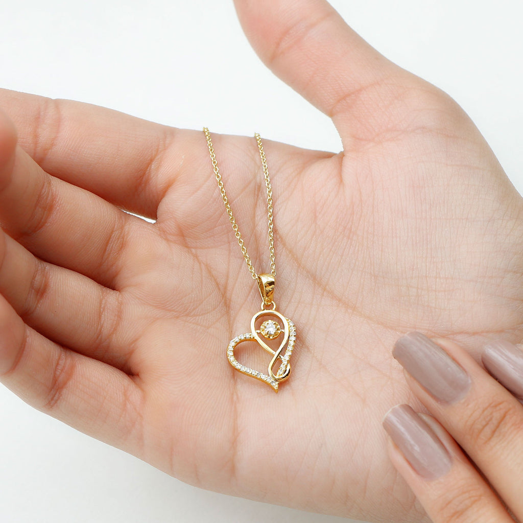 Womens Moissanite Infinity Heart Pendant Necklace With Chain