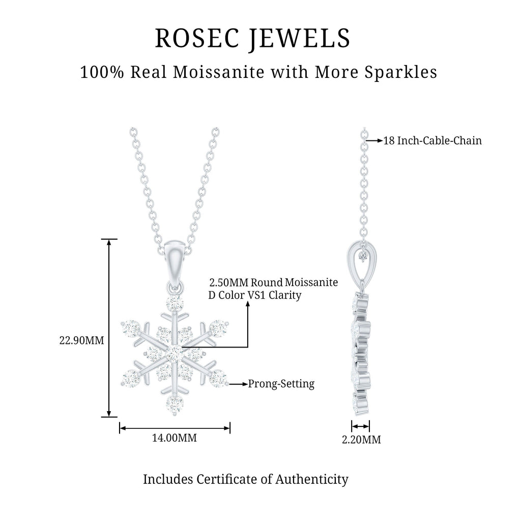 Certified Moissanite Scatter Snowflake Pendant