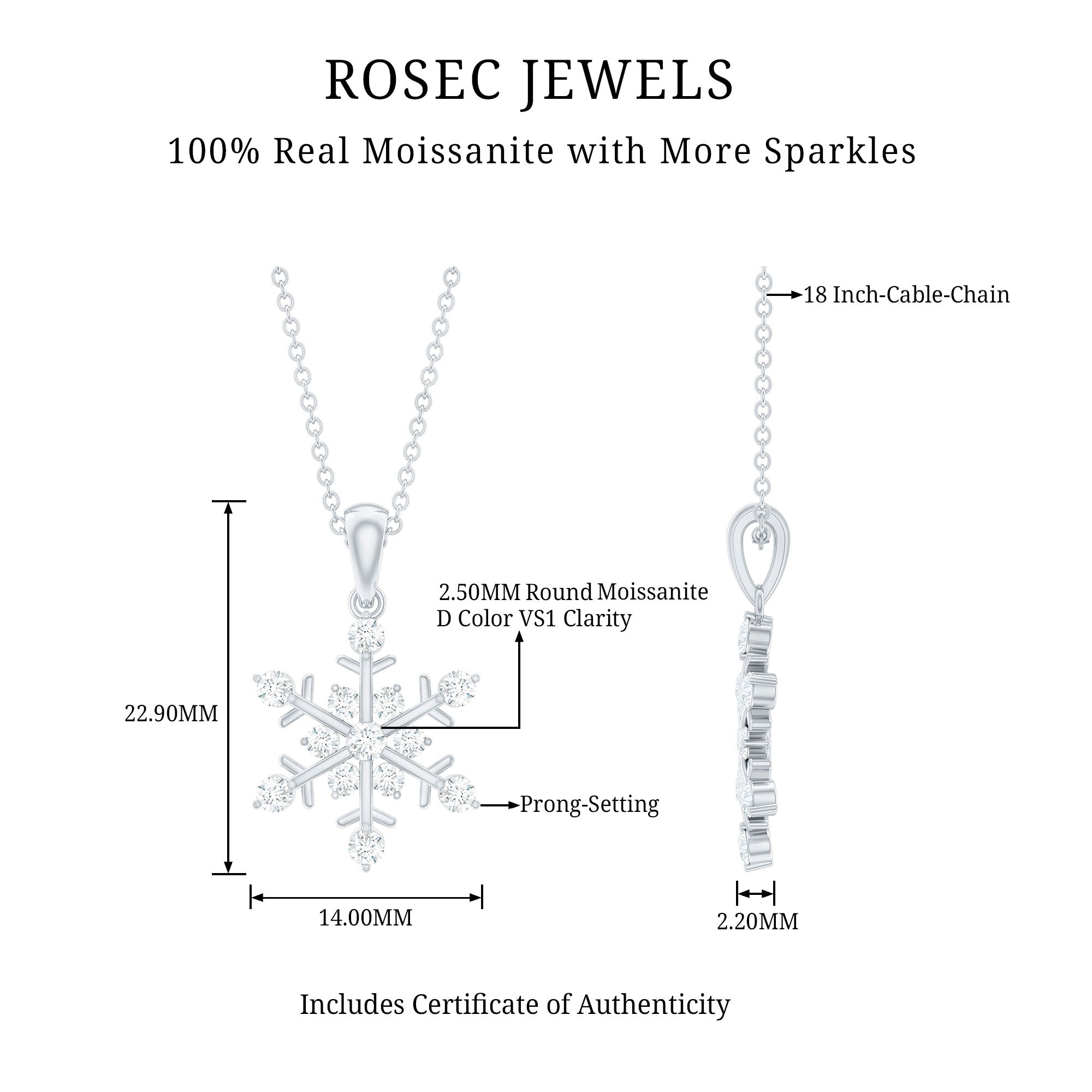 Certified Moissanite Scatter Snowflake Pendant