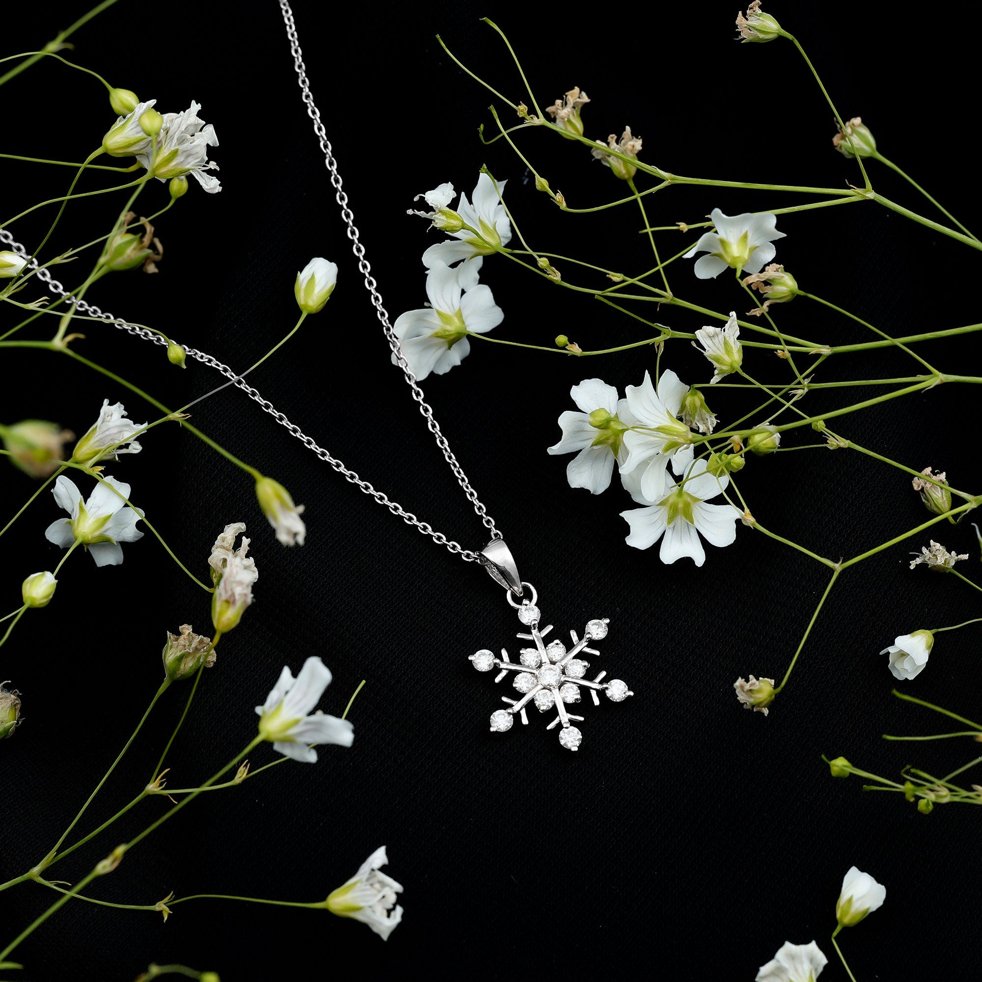 Certified Moissanite Scatter Snowflake Pendant