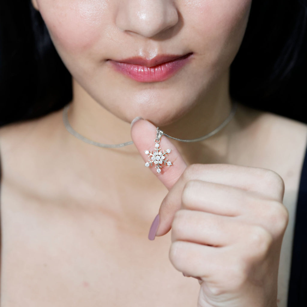 Certified Moissanite Scatter Snowflake Pendant