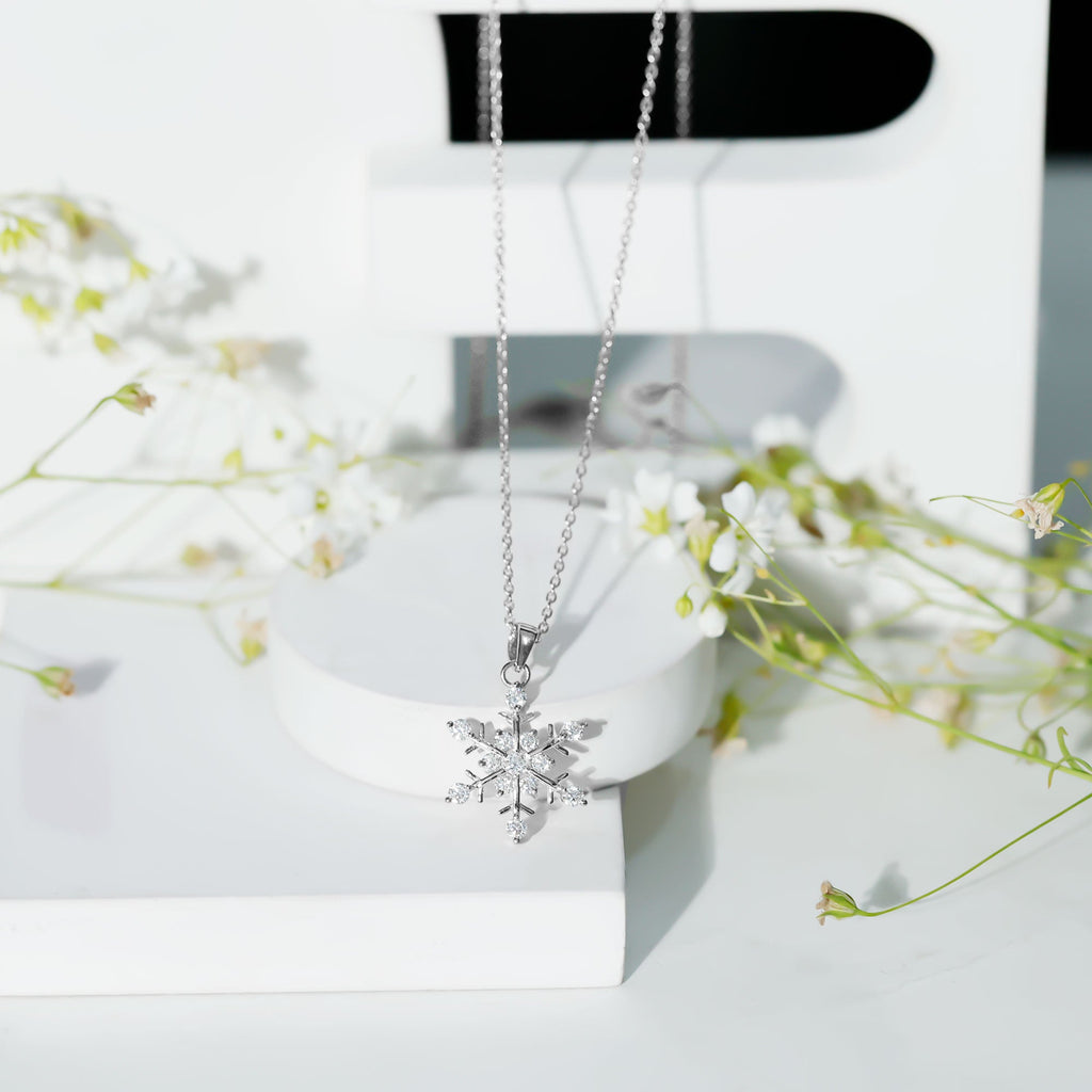 Certified Moissanite Scatter Snowflake Pendant