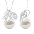 Certified Freshwater Pearl Bridal Necklace with Lab Diamond